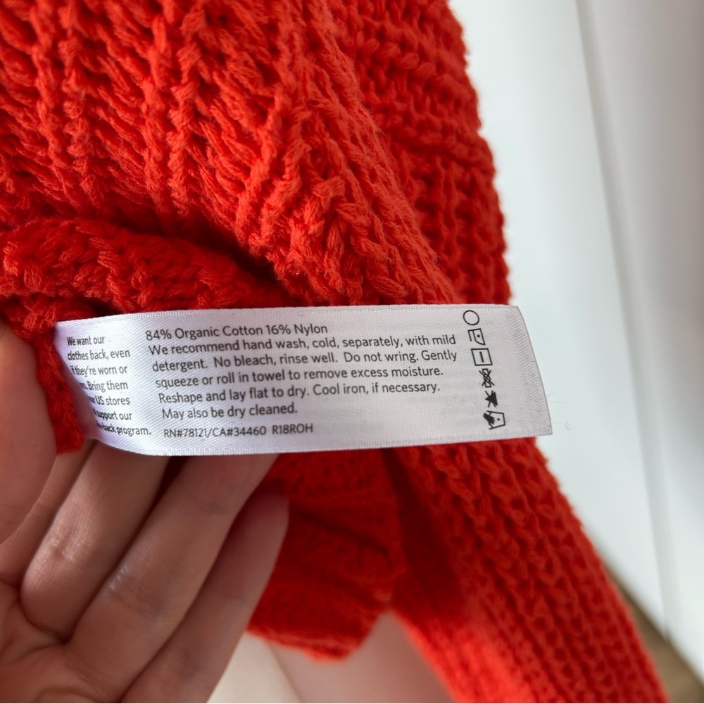 Eileen Fisher Orange Cozy Organic Cotton Ribbed Knit Sweater - Picture 7 of 9